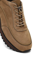 Men Mink Lace-Up Thick Sole Nubuck Leather Casual Sneaker | Derimod