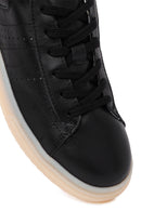 Woman Black Lace-Up Leather Sneaker | Derimod