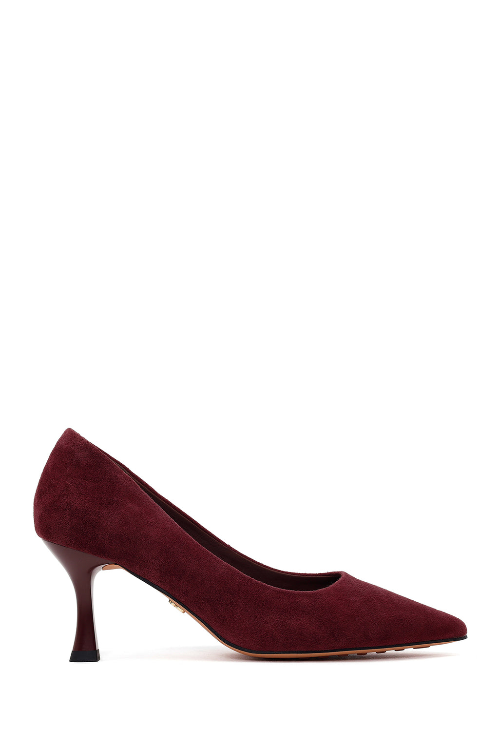 Kadın Bordo İnce Topuklu Süet Deri Stiletto
