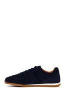 Male Navy Lace-up Suede Leather Sneaker | Derimod