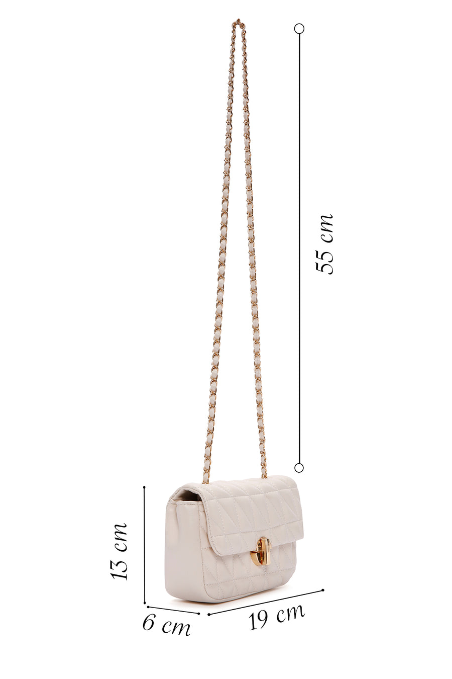 Women's Cream Long Strap Quilted Crossbody Bag