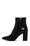 Derimod Gritti Women's Black Zippered Thick Heeled Patent Leather Boots | Derimod