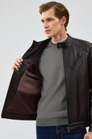 Owen Men's Brown Leather Coat | Derimod