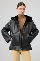 Gardena Women's Black Double-Sided Teddy Coat | Derimod