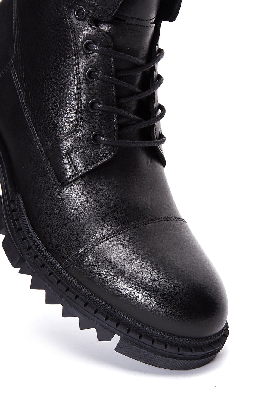 Men's Black Leather Boots Flat Boots