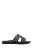 Women's Black Straw Slippers | Derimod