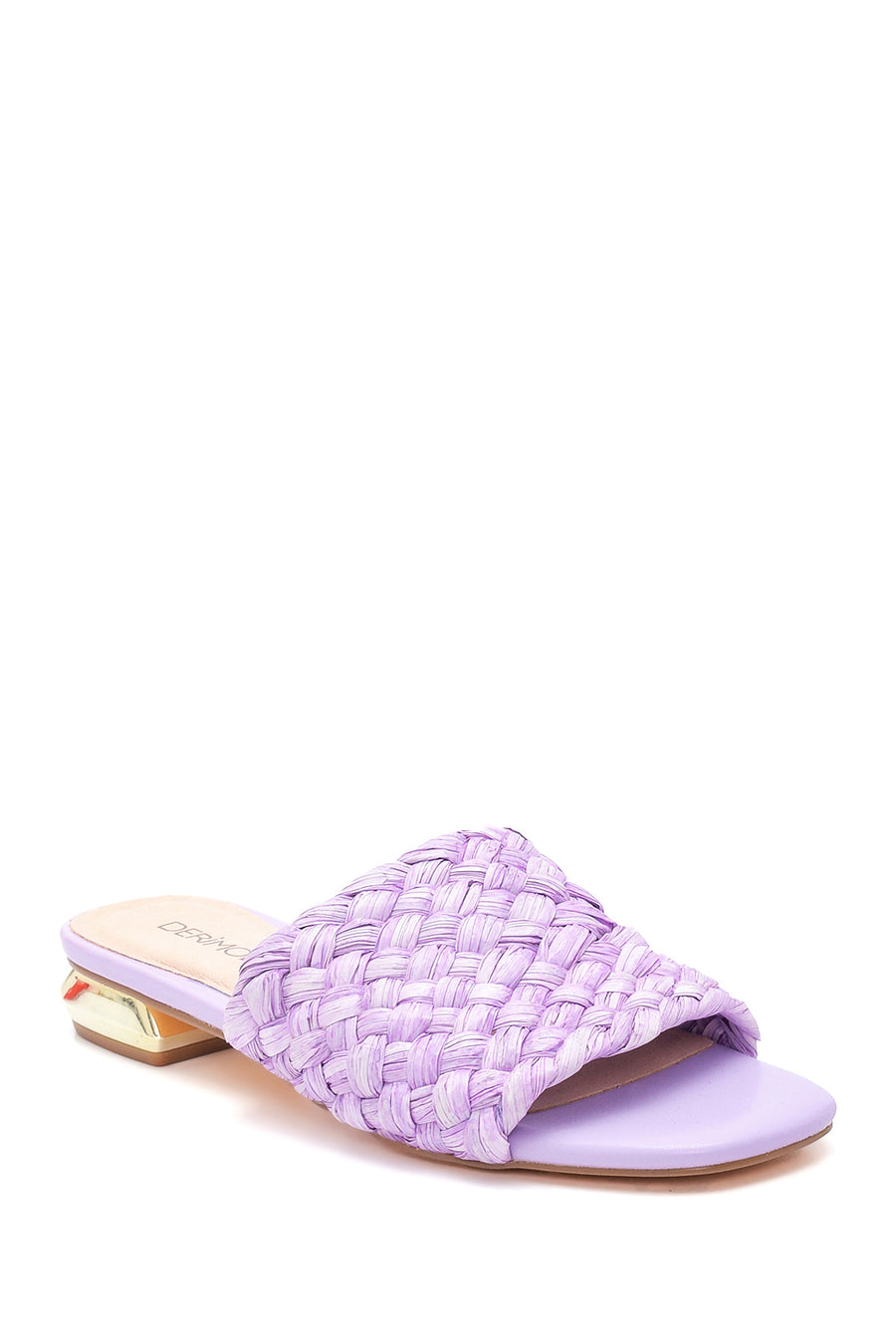 Women's Purple Straw Flat Slippers