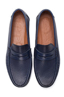 Men's Leather Perforated Casual Loafer | Derimod