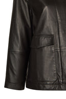 Florida-X Woman Black A-Line Leather Jacket | Derimod