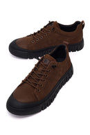 Erkek Kahverengi Bağcıklı Kalın Tabanlı Nubuk Deri Sneaker | Derimod