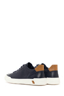 Erkek Lacivert Bağcıklı Deri Sneaker | Derimod