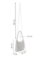 Women's Silver Long Chain Strap Stone Mini Evening Handbag | Derimod