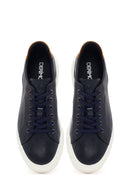 Erkek Lacivert Bağcıklı Deri Sneaker | Derimod