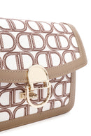 Women's Beige Long Strap Fabric Monogram Patterned Crossbody Bag | Derimod