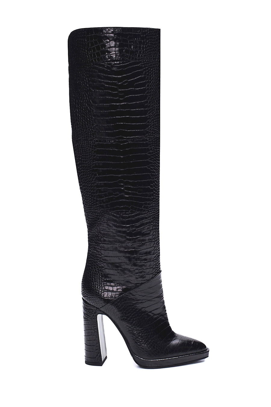 Women's Leather Crocodile Heeled Boots 21WFD1011E3 | Derimod