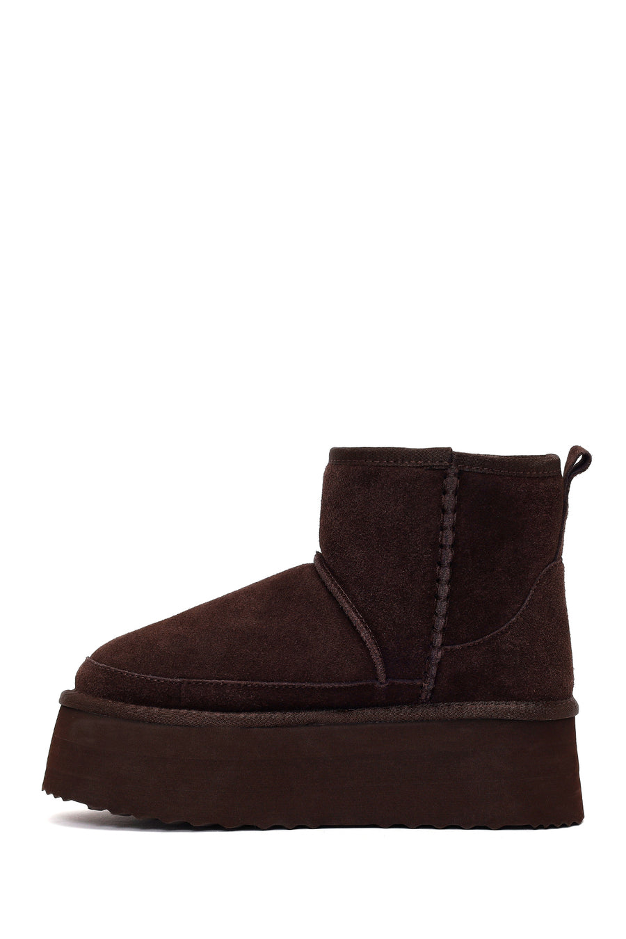 Woman Brown Thick-Soled Suede Teddy Boots