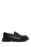 Woman Black Thick-Soled Leather Loafer | Derimod