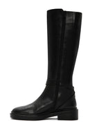 Woman Black Zippered Buckle Detail Leather Casual Boots | Derimod