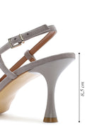 Women's Grey Slingback Suede Leather Thin Heeled Shoes | Derimod