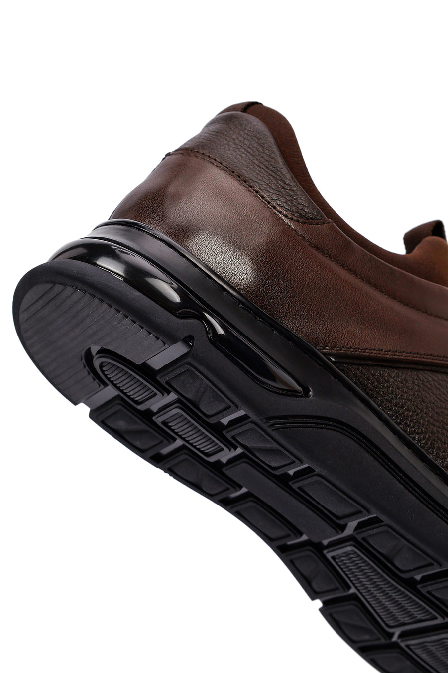 Erkek Kahverengi Bağcıklı Deri Casual Sneaker