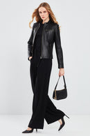 Marlyn Women's Black Short Leather Jacket | Derimod