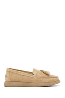 Women's Beige Suede Leather Comfort Loafer | Derimod