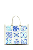 Woman Blue Long Strap Patterned Fabric Shoulder Bag | Derimod