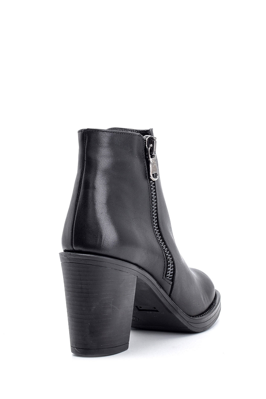Women's Zippered Heeled Leather Boots