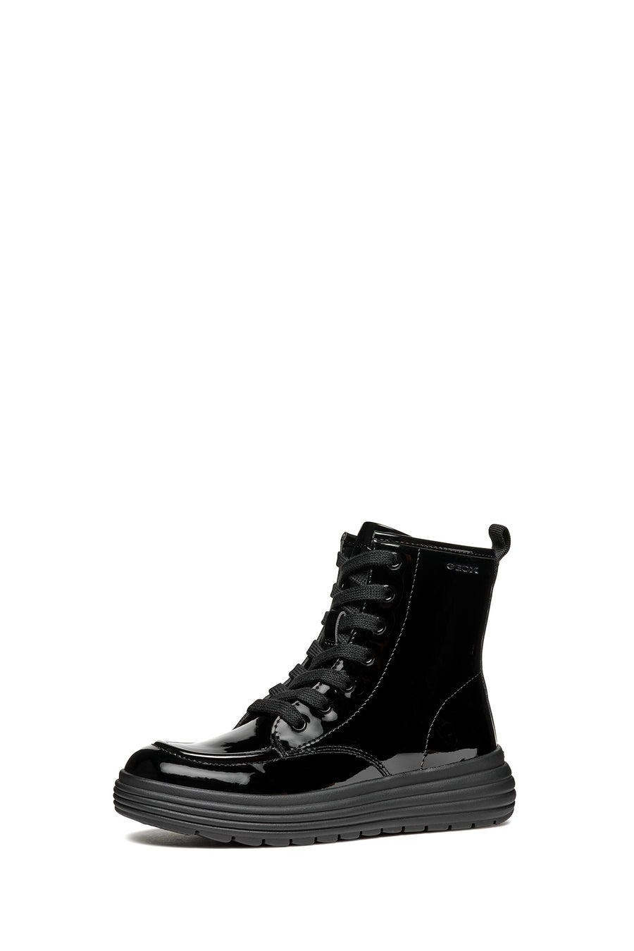 Geox Girls Black Phaolae Lace-Up Zipper Detailed Leather Combat Boots