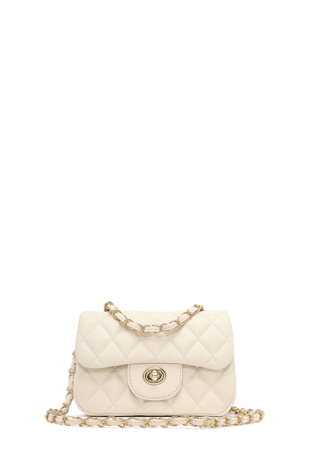 Women's Cream Long Strapped Quilted Mini Crossbody Bag 25SBD2031KP | Derimod
