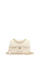 Women's Cream Long Strapped Quilted Mini Crossbody Bag | Derimod
