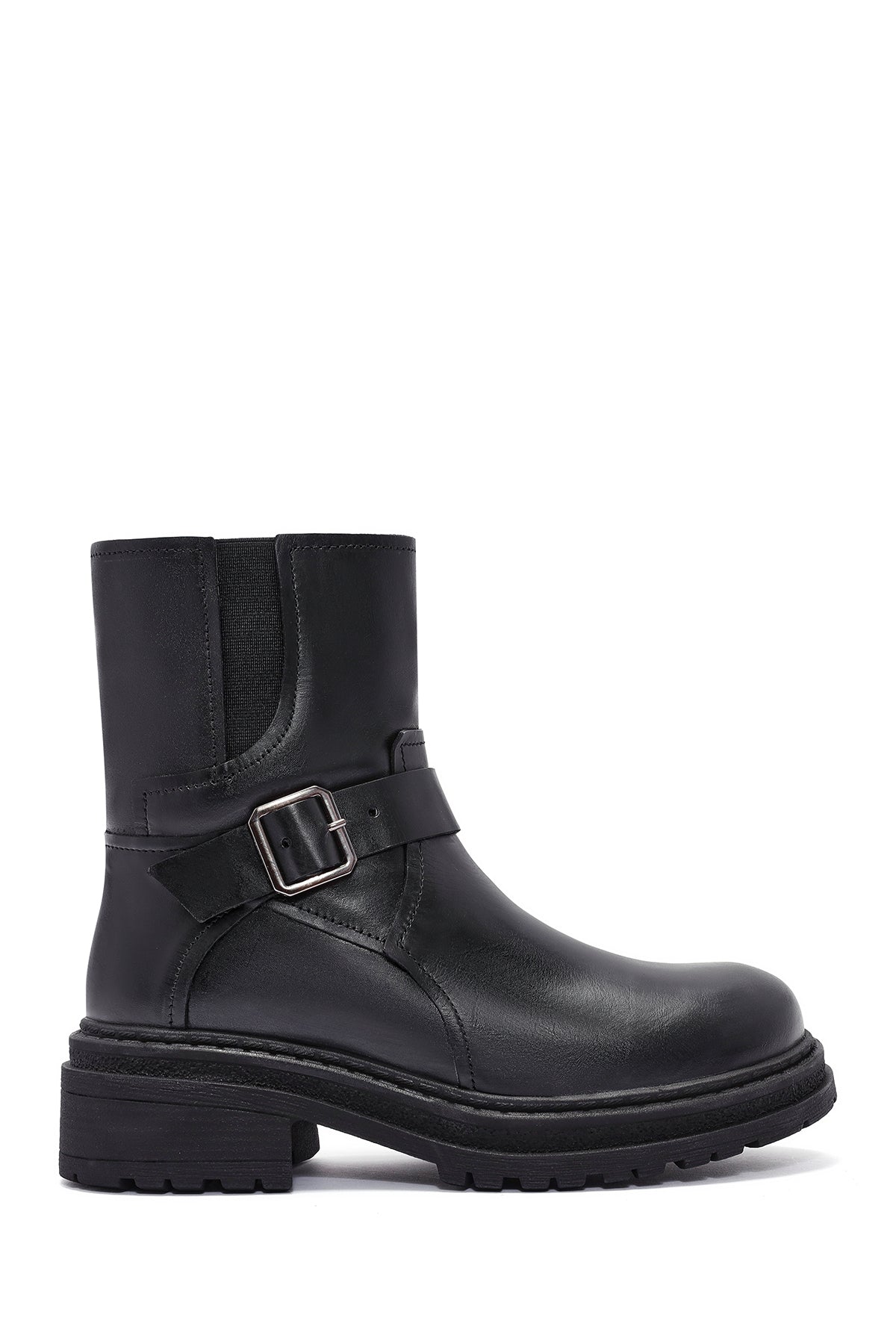 Women's Black Zippered Buckle Detailed Leather Boots 24WFD190018 | Derimod