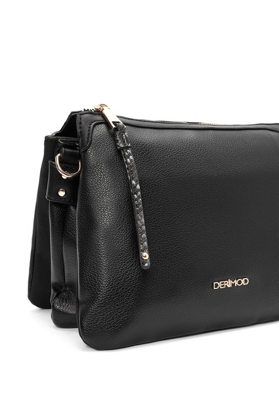 Women's Black Crossbody Bag with Accessory Detail