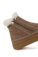 Woman Mink Zip Closure Thick-Soled Suede Teddy Boots | Derimod