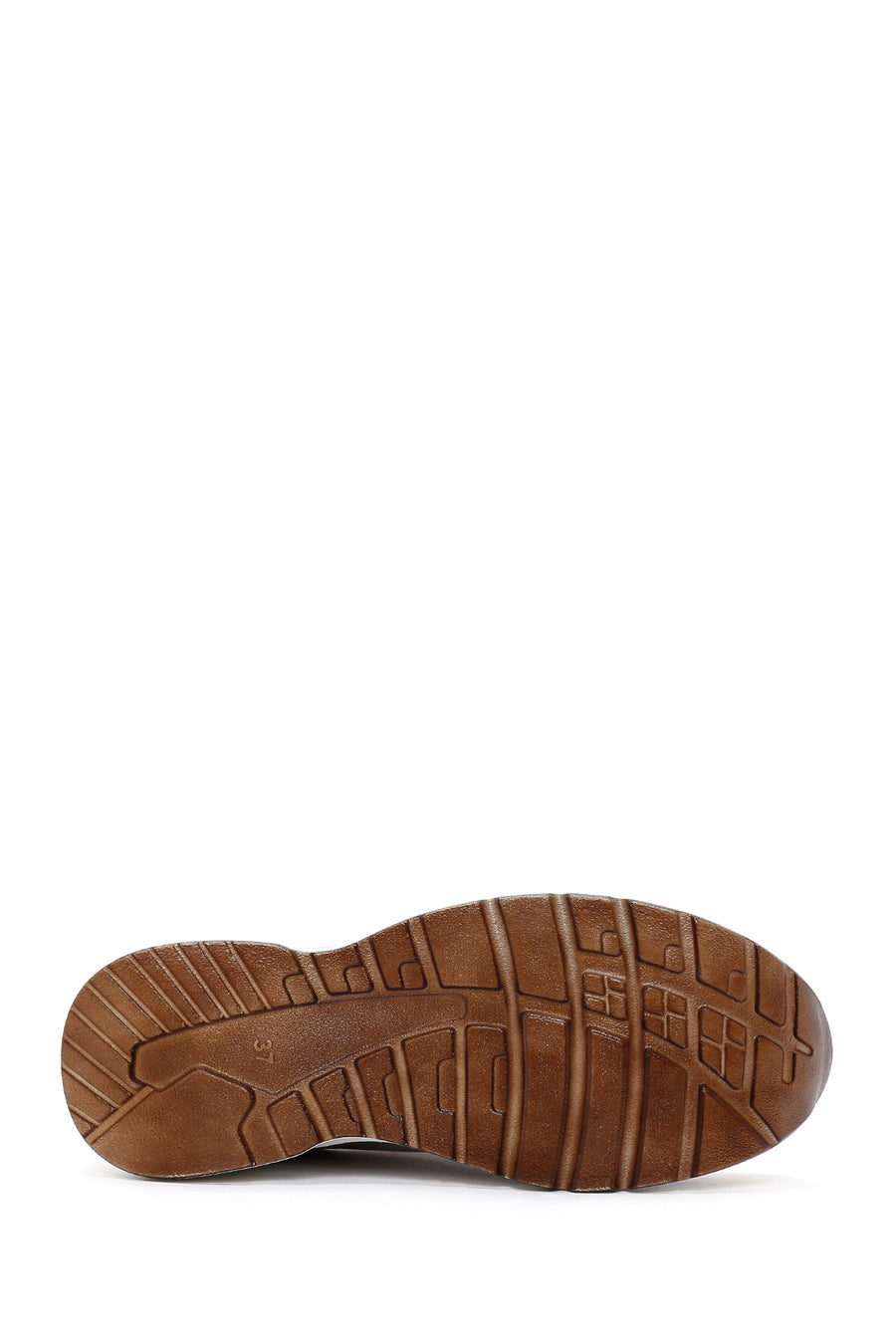 Women's Beige Leather Thick Soled Sneaker
