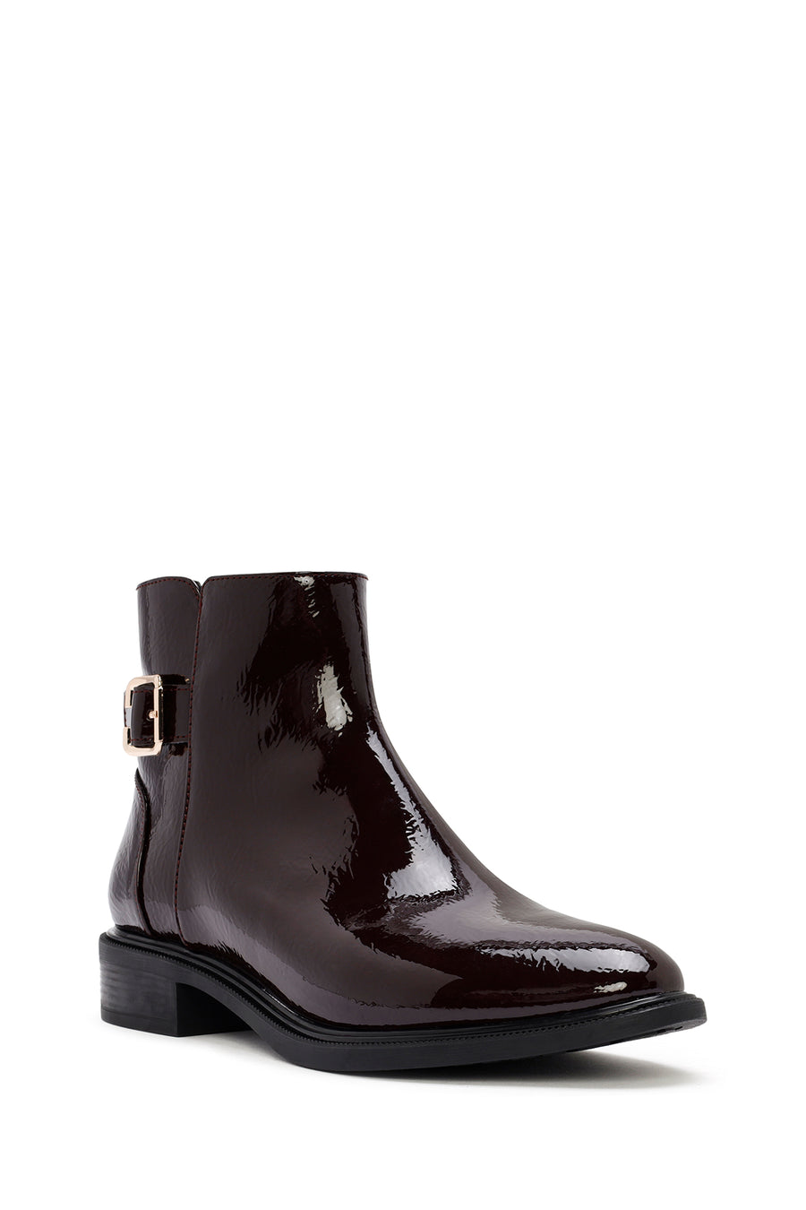 Women's Burgundy Zippered Patent Leather Boots
