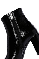 Derimod Gritti Women's Black Zippered Thick Heeled Patent Leather Boots | Derimod