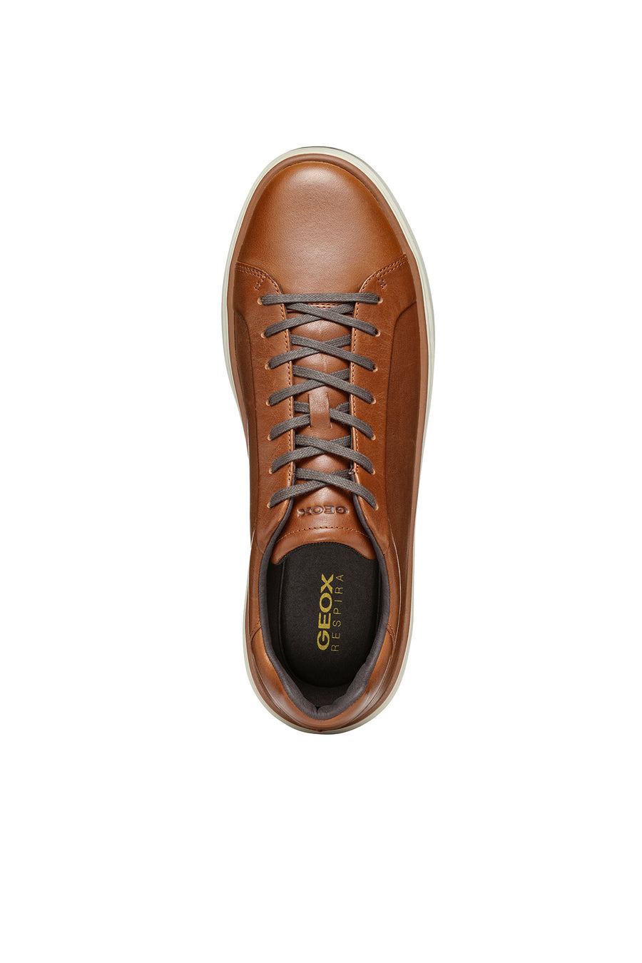 Geox Men's Tan Zackerty Lace-Up Leather Casual Shoes
