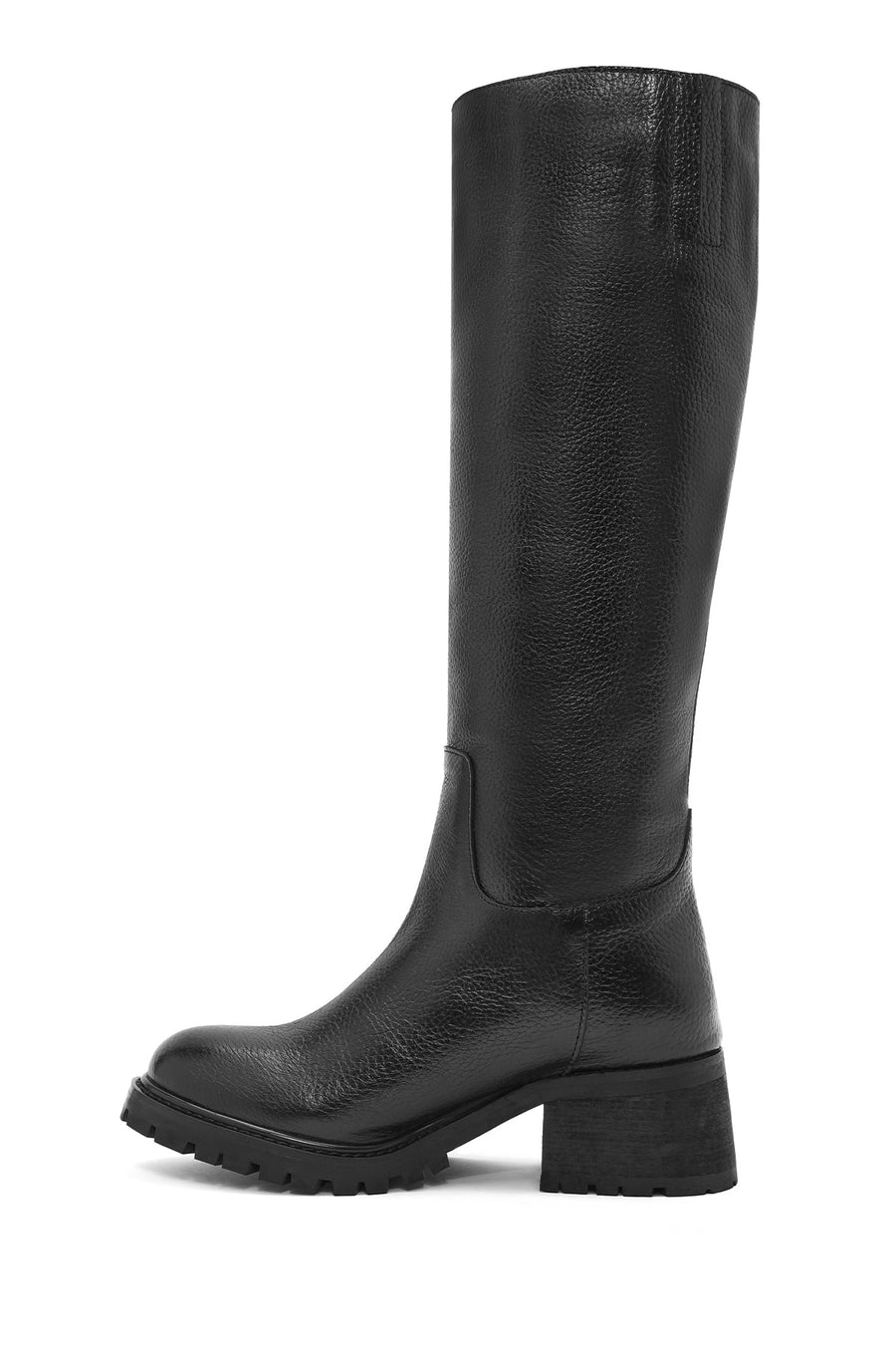 Women's Black Thick Heel Leather Boots