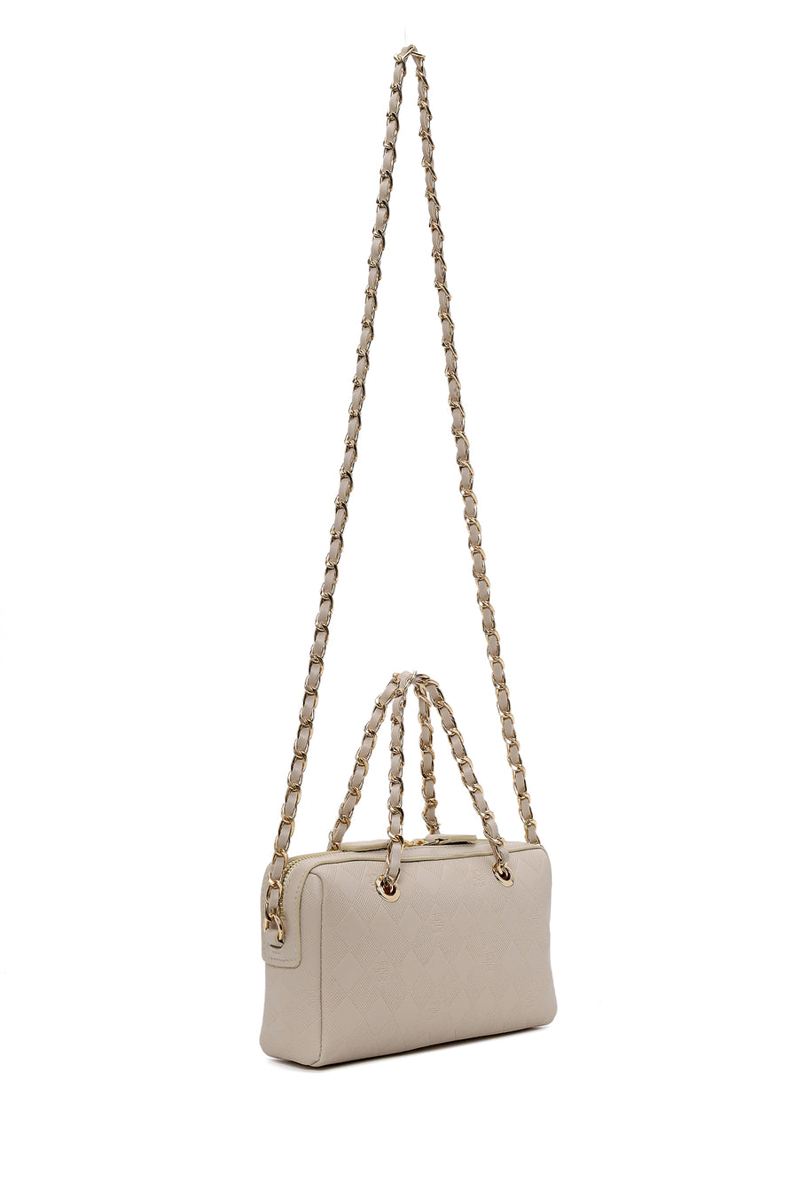 Woman Cream Printed Mini Crossbody Bag