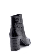Women's Leather Crocodile Patterned Boots | Derimod