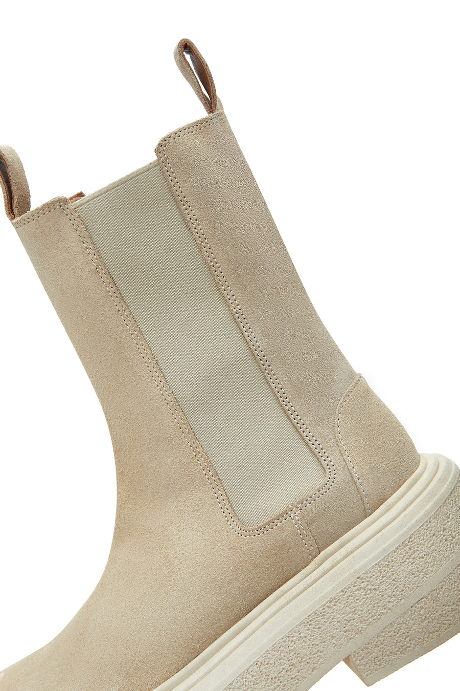 Women's Beige Suede Leather Chelsea Boots