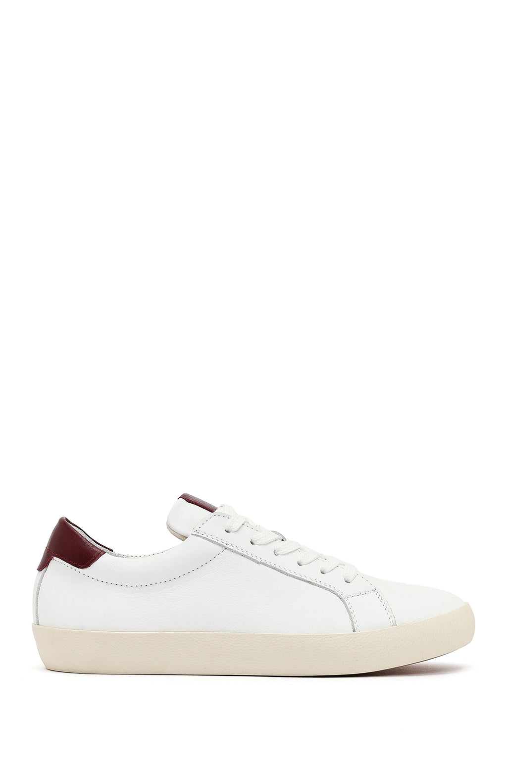 Kadın Beyaz Bağcıklı Deri Sneaker