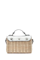 Women's Silver Accessory Long Strap Straw Crossbody Bag | Derimod