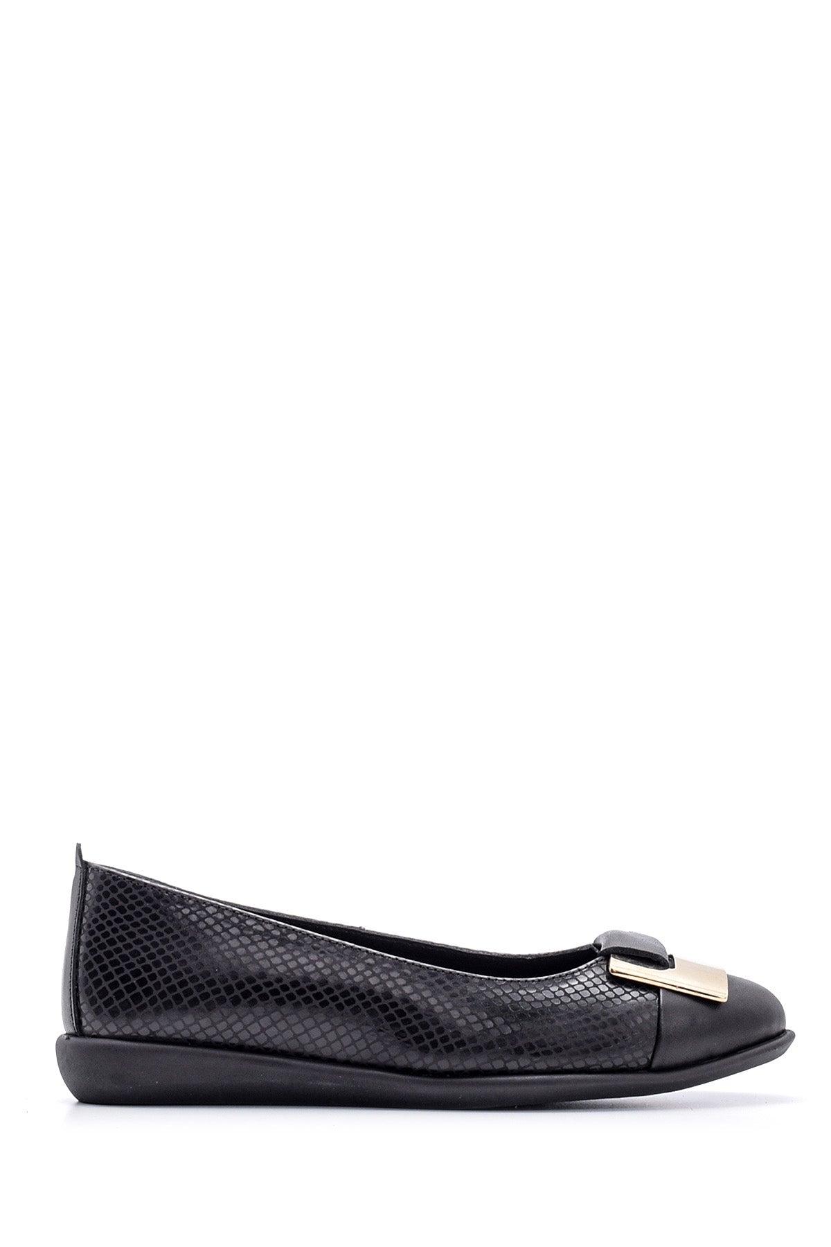 Women's Snakeskin Patterned Leather Ballerinas 19WFD243640 | Derimod