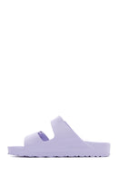 Birkenstock Women's Purple Leather Double Buckle Arizona Eva Flat Slippers | Derimod
