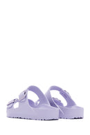 Birkenstock Women's Purple Leather Double Buckle Arizona Eva Flat Slippers | Derimod