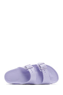 Birkenstock Women's Purple Leather Double Buckle Arizona Eva Flat Slippers | Derimod