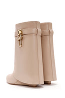Women's Beige Wedge Heel Boots | Derimod