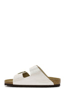 Birkenstock Kadın Beyaz Arizona Big Buckle Bf Graceful Çift Bantlı Metalik Terlik | Derimod